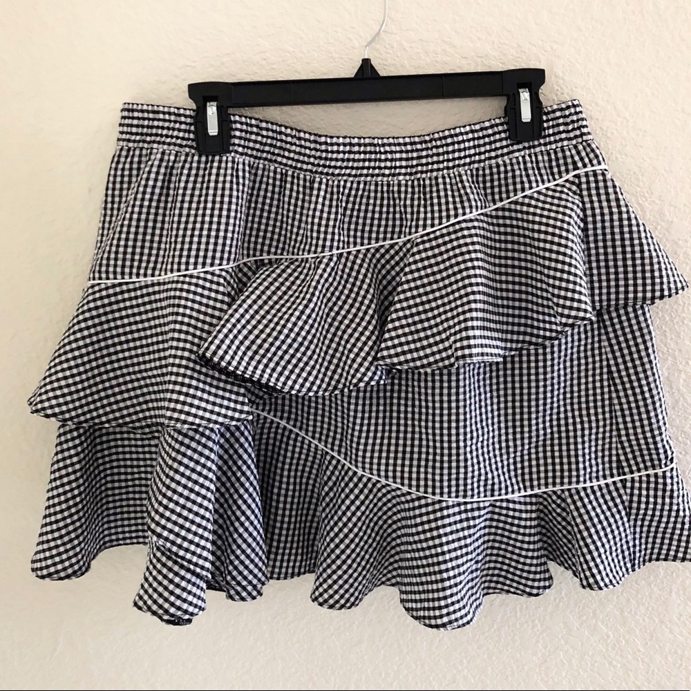 ASOS gingham tiered ruffle skirt